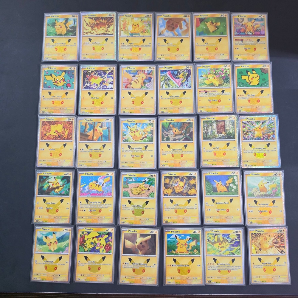POKEMON 30TH CELEBRATION ALL 30 PIKACHU NM